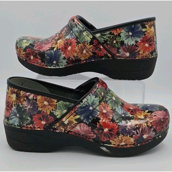 Dansko Xp 2.0 Floral Clogs Mules Patent Leather Eu Sz 41 US 10.5-11 EUC Vibrant - Picture 1 of 7